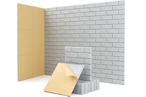 KUCHOOW Acoustic Panels Self-adhesive, 12 Pcs Brick Sound Absorbing Panels, Recording Studio, Bedroom, Gaming Room, Living Room, Decorative Acoustic Tiles for Walls, Doors 11.8" X 11.8" X 0.4" Grey