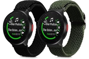kwmobile Bransoletka kompatybilna z Polar Pacer/Pacer Pro/Ignite – 2 x nylonowa bransoletka sportowa w kolorze czarno-zielonym