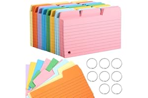 XREE 400 Piezas Tarjetas de Papel, 12,7 x 8,9cm Tarjeta Cartulina Ficha Rayada con 8 Anillas de Encuadernación para Aprendizaje en el Hogar de la Oficina de la Escuela (8 Colores)
