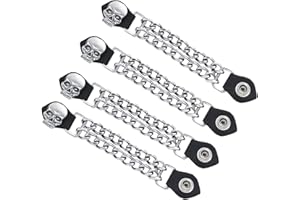 DREAM APPAREL 4 pc 6 1/2 Inch Motorcycle Vest Extenders Biker Skull 4 Inch Chain Chrome (BLACK)