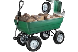 tectake® Carrello Pieghevole, Ribaltabile, Manigla Imbottita, Ruote Portatutto, Carrellino da Giardino, Asse Sterzante, Perfetta Manovrabilità, Portaoggetti - Volume 125 L/Carico massimo 300 Kg