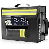 Fireproof and Waterproof Document Bag - 6 Layers Fire Protection - (43x30x13cm 2300&deg;C) with Wallet Protection - Reflective to