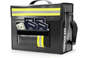MUZOOY Feuerfeste und wasserdichte Dokumententasche -6 Schichten Brandschutz- （43x30x13cm 4500°F） Mit Brieftaschenschutz - Reflektierend, um Sie Nachts zu Finden – Schützt Wertsachen vor Feuer und Wasser