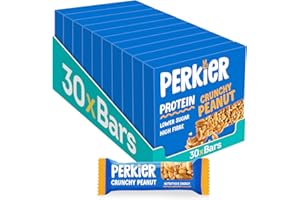 Perkier Crunchy Peanut Snack Bars (30 Pack) – Vegan – Gluten Free – Protein – High Fibre