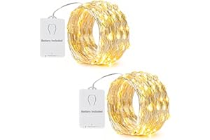 ‎NEXVIN NEXVIN 2 Stück 6M 60 LED Lichterkette Batterie, Weihnachten Lichterkette Kupfer, Drahtlichterkette Warmweiß mit 8 Modus und Timer, Lichter Flasche Dekoration für Weihnachten, Party, Hochzeit