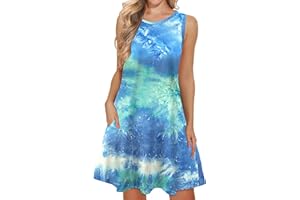 WNEEDU Boho Abiti Estivi da Donna Prendisole da Spiaggia Senza Maniche