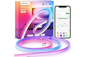 VOCOlinc RGBIC Ruban LED néon 3 m, fonctionne avec Apple HomeKit, Alexa et Google, avec contrôle d'application, fonction DIY, synchronisation de la musique, bande lumineuse pour chambre à coucher,