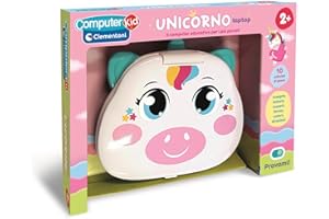 Clementoni - Computer Kid Unicorno Laptop Educativo Bambini 2+ Anni, 10 attività, Gioco Elettronico per Imparare Lettere, Numeri, Forme, Colori e Direzioni, Batterie Incluse, Lingua Italiana, 16489