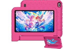 Biegedy Children's Tablet 7 Inch Android 14, 10 GB RAM + 64 GB ROM/TF 512 GB, Octa-Core 1.8GHz | Children's Educational | Parental Control | 5G WiFi | Dual Camera | BT 5.0, Tablet with Holster Red