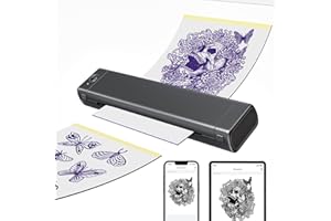 ItriAce M08F Impresora de Tatuajes, Impresora Térmica Inalámbrica Bluetooth para Tatuajes, con 10 Hojas de Papel de Transferencia para Artistas del Tatuaje, Compatible con Teléfono y PC, Gris