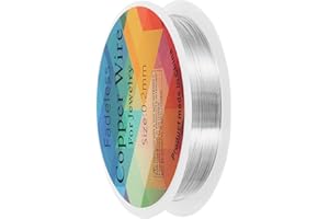 sourcing map 0.2mm/30 Gauge Copper Wire for Jewelry Making, 1 Roll Craft Tarnish Resistant Beading Wire for Jewelry Making Supplies DIY (Silver)