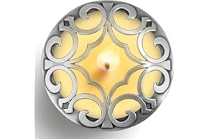 Hion Scented Candle Topper Cover to Burn Evenly, Illuma Lid Candle Jars Accessories Decoration Gifts for Women, Elegant Carved Shades Sleeves Increases Atmosphere Party(Space Silver)
