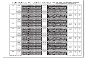 Cherry Printers | NCR | Confidential Visitor Sign in (Car Reg) | Refill Pack | A4 | 50 Sets | for Binder (Not Included)