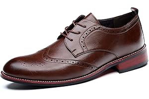 REMXI Mens Formal Shoes Leather Lace Dress Shoes Classic Mens Brogue Derbys Fashoin Wedding Party Oxford Shoes