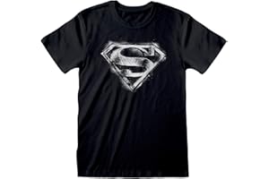 POPGEAR DC Comics Superman Mono Distressed Logo T-Shirt, Adults, S-5XL, Black, Official Merchandise