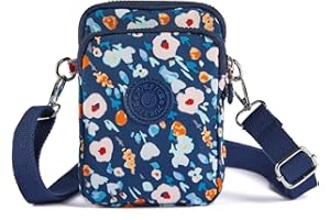 LARECHOR Mała torba na ramię z tkaniny dla kobiet i dziewcząt z uroczym wzorem, 3 przegródkami i długim paskiem