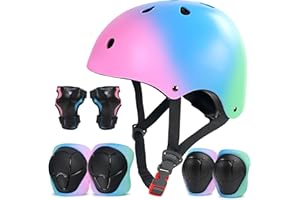 LANOVAGEAR Kids Helmet and Pads Set – Bike Helmet with Knee, Elbow & Wrist Pads for Boys & Girls – Protective Gear for Cycling, Scooter, Skateboard, Roller Skating