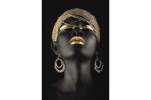 MHLCMG Africaine Femmes Affiche Noir Or Afrique Femme Abstraite Toile Tableau Art Peintures Decoration Murale pour Salon Chambre Tableau Decoration, sans Cadre (50X70CM)