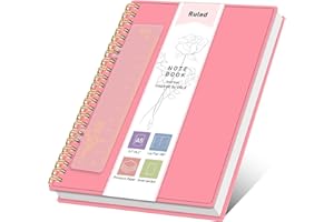 XLOXFU 2025 Notebook A5 Journals for Women Men, Study Essentia, College Ruled Wirebound Spiral Note book, 100 GSM, with Bookmark Ruler, Inner Pocket, Thick Cover for School Travel Office 14.5 x 21cm,Pink