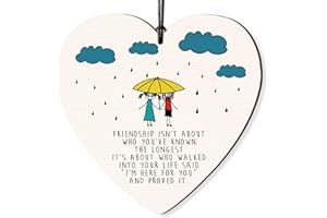 Dorothy Spring Friendship Isn't About Who You've Known The Longest I'm Here For You Hanging Wooden Heart Sign Wall Sign Love Plaque Gift for Friends Inspirational Keepsake Quote