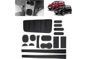 BSTW Compatibile con Fiat Panda Cross Hybrid 4x2 2021-2024 2025 Tappetini Antiscivolo per Fiat Panda Tappetini in Gomma per Console Centrale, Porta Bicchieri, Scanalatura Porta (Nero)