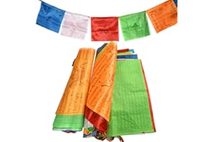 BUYGOO 2 PCS Cadenas de Banderas budistas de oración de 7M Banderines Tibetano Budista (35.5 x 35.5cm) Decoración de Exterior