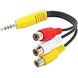 AV Adapter Cable Lead for Sumang TV, Ancable 15cm 3.5mm Male to 3 RCA Female Cable Audio/Video Splitter Adapter Connector Cab