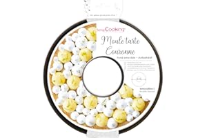 SCRAPCOOKING SCRAP COOKING - Moule à Tarte Couronne - Moule Antiadhésif avec Trou et Fond Amovible - Diamètre 30 cm - Cercle Pizza Quiche Galette Accessoire Pâtisserie - 1320, Noir