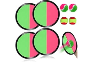 Ulikey Juego de Lanzar y Atrapar Pelotas, Juego de Pelota de Velcro Impermeabile con 4 Paletas y 4 Pelotas, Juego de Lanzamiento y Captura Deportiva al Aire Libre para Adultos y Niños