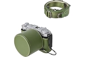 VOVMOEYA Kamera-Schutzhüllen-Set für spiegellose Fujifilm XM5-Kamera, für Fuji XM5, Halbhülle, Fuji X-M5-Kameraabdeckung mit vorderem Objektivdeckel und Schultergurt, GRÜN
