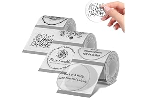 NIIMBOT 3 Rotoli di Etichette per etichettatrice B1 B21 B3S, 50x50 mm, laminate termiche autoadesive, impermeabili,antiolio,nastro di ricambio personalizzato modificabile,Rotondo trasparente