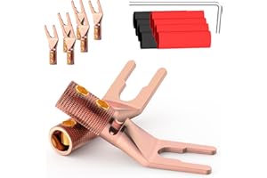 Tertullus 8 sztuk High End czysta miedź HiFi końcówki kablowe do głośników, śruby High End wtyk Y, końcówki kablowe do kabli głośnikowych do 4,5 mm