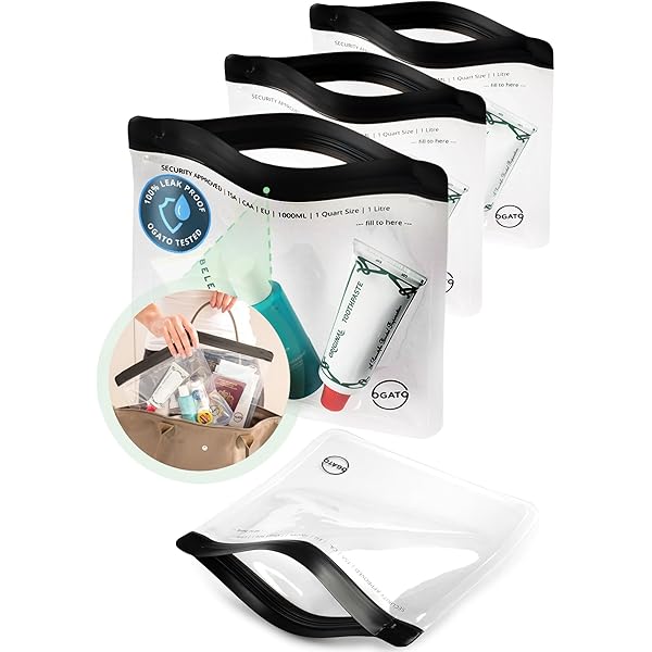 Set Da 2 Sacchetti Da Toilette Trasparenti TSA: Perfetti Per L'Aereo, Eleganti E Impermeabili (Motivo Cinese)