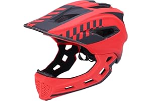 Joyyko Fahrradhelm Kinder 2-In-1 Integrated GrößEnverstellbar Fullface Abnehmbar Unisex 52-58cm Children's Helmet Fahrradhelm Mit Kinnschutz Kinder Geeignet FüR FahrräDer, Skateboards, Skaten