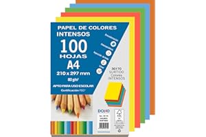 DOHE - Farbiges Papier DIN A4, 80 g. Leuchtende Farben sortiert - 100 Blatt, 30170