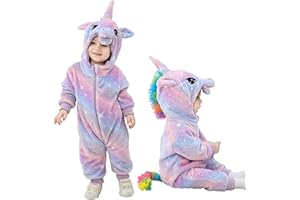LOLANTA Disfraz Unisex de Unicornio Arcoiris Dinosaurio Dragón para Bebé, Peluche de Una Pieza con Capucha para Niño Pequeño