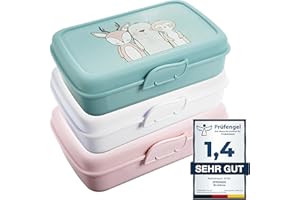 2FRIENDS Pudełko śniadaniowe dla dzieci z przegródkami, 3-częściowy zestaw pudełek śniadaniowych, pudełko na lunch dla dzieci, z przegródkami i zamknięciem na zatrzask, bez BPA + zmiękczaczy, 100% nadaje się