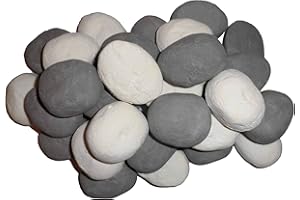 COALS 4 YOU NW LTD 20 Ceramic Pebbles 10 White 10 Grey For Bio Ethanol and Gas Fireplaces In Branded Coals 4 You Packaging