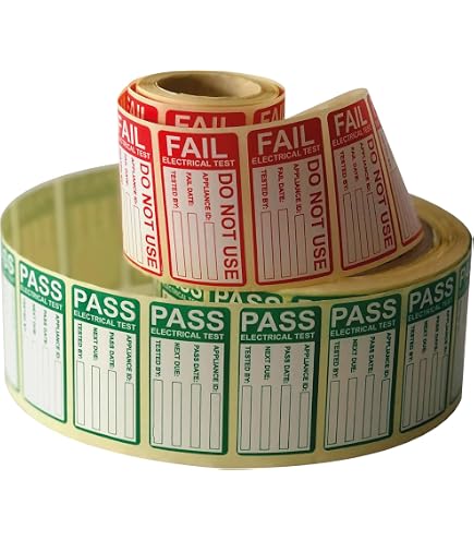 Tenting Labels Vinyl Safety Stickers 100 PAT Test Pass Stickers Label PASSED Portable ...