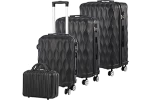 Lishetimig Luggage Sets 4 Piece Travel Suitcase Set with ABS Hard Shell Luggage, Secure TSA Lock with 360° Spinner Wheels, 14" 20" 24" 28" Case-Airline Approved (Black)