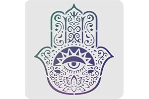 FINGERINSPIRE Plantilla de plantilla de mano Hamsa, 30x30cm, diseño de mandala, de plástico, para pintura a mano, plantillas cuadradas y reutilizables para muebles de pared de madera, pintura de tela