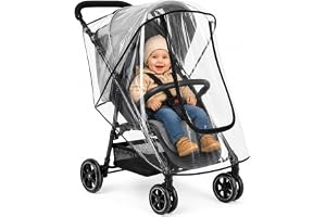 AMERTEER Universal Clear Stroller Rain Cover, Universal Waterproof Clear Baby Stroller Cover for Toddler Pram Pushchair Umbrella Stroller, Wind Dust Snow Shield, Breathable Ventilation, Zipper Open