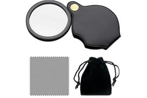 PFLYPF Lente d'ingrandimento tascabile 15X con 1 panno per la pulizia e 1 custodia nera, lente d'ingrandimento da lettura pieghevole, lente d'ingrandimento portatile, con custodia protettiva