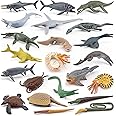 Tazweeq 22 Pcs Prehistoric Sea Creatures Toys, Realistic Cake Toppers with Sharks, Plastic Ancient Marine Reptiles, Mini Sea Creatures Toys, Cake Topper, Girls Boys Kids Toddlers Birthday Gift
