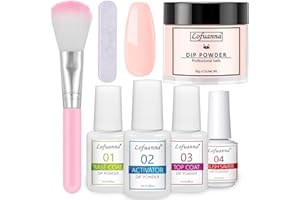 Lofuanna Kit de Poudre de Tremper,30g Nu Poudre à Tremper pour Ongles,Dip Powder Manucure pour Ongles Français Kits avec Base&Top Coat&Activateur&Brush Saver,Pas Besoin de Lampe à Ongles