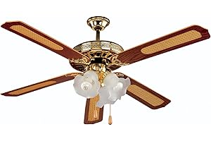 Kooper 2172386 Ventilateur de plafond avec 5 pales et 3 lampes Marron