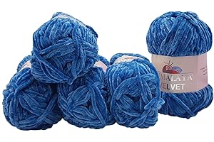 ILKADIM Himalaya Velvet 90041 - 5 ovillos de 100 gramos de lana de punto de microfibra de poliéster, lana de bebé, aterciopelada, 500 gramos, color azul petróleo