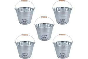 AB Tools Lot de 5 seaux en acier galvanisé 5 L pour eau, charbon, plantes de jardin