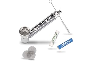 LX PIPES Slim Pipe Pfeifen Set - Rauchpfeife Tabakpfeife mit Aktivkohle Fach - inklusive 2 x 6mm Aktivkohlefilter, Bürste und Metall Einlege Siebe - 7 cm Pur Pfeife aus Metall für Tabakwaren