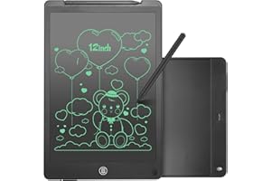 NEWYES LCD Digital Writing Tablet, Erasable and Reusable 12 Inch Board, Portable Drawing Pad for Education, Designer,Black/White,VC-1202